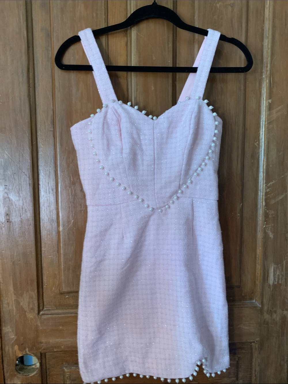 Baby Pink Heart Dress with Pearl Details